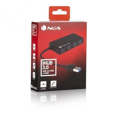 NGS iHub 3.0 Hub USB 4 Puertos USB 3.2 Gen 1 Negro